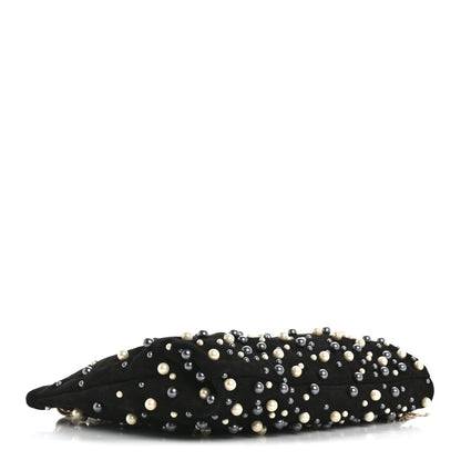 Jimmy Choo Suede Pearl Embellished Callie Tassel Clutch Bag Black 4 of 12