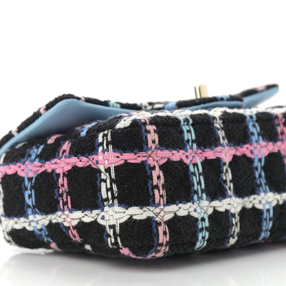 Chanel Tweed Quilted Mini Rectangular Flap Black Pink Blue Ecru 5 of 13