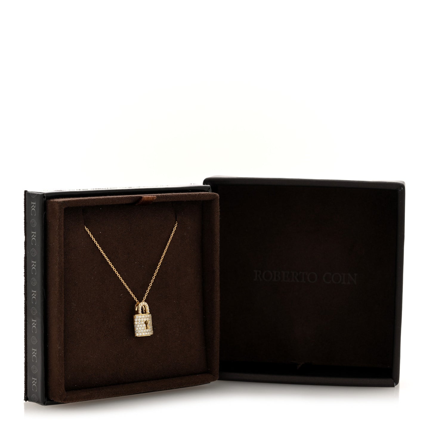 18K Yellow Gold Diamond Tiny Treasures Lock Pendant Necklace