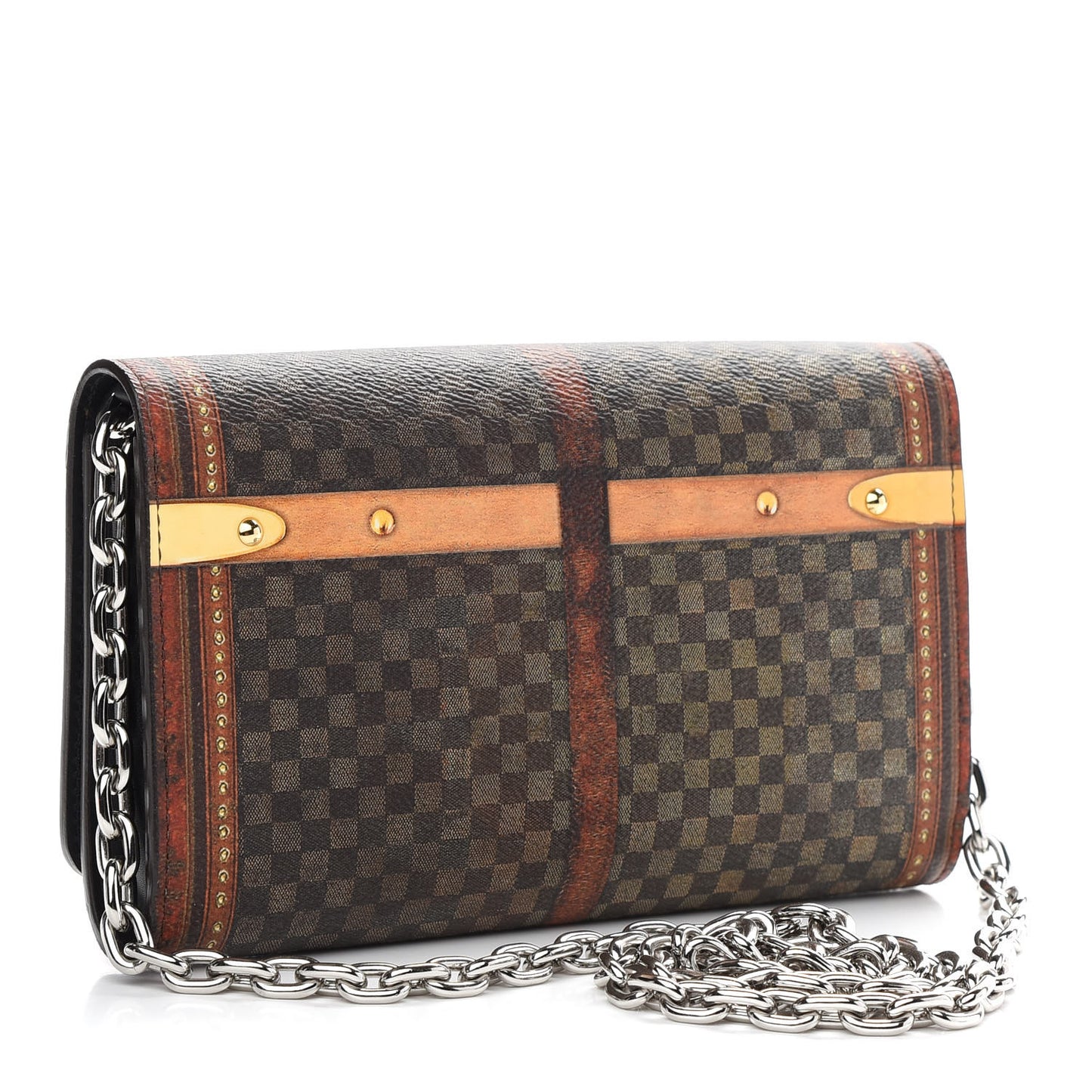 Transformed Damier Ebene Time Trunk Twist Chain Wallet