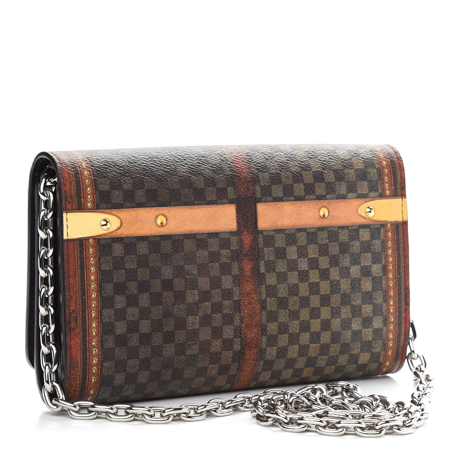 Louis Vuitton Transformed Damier Ebene Time Trunk Twist Chain Wallet 3 of 8