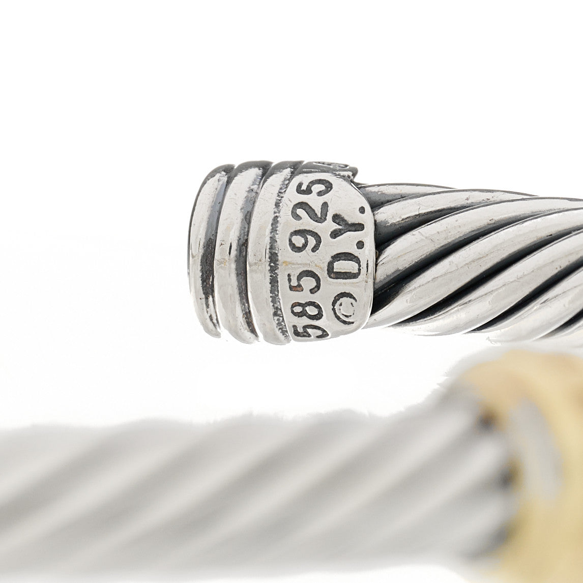 David Yurman Sterling Silver 14K Yellow Gold 5mm Cable Classics Two Station Bracelet 3 of 3
