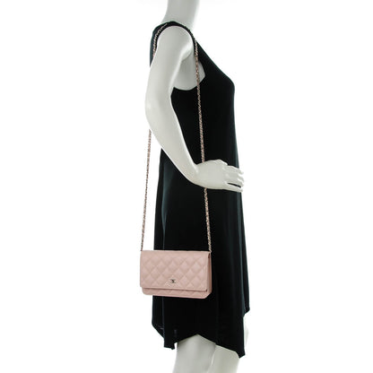 Chanel Pearly Caviar Quilted Wallet On Chain WOC Pink 2 of 8