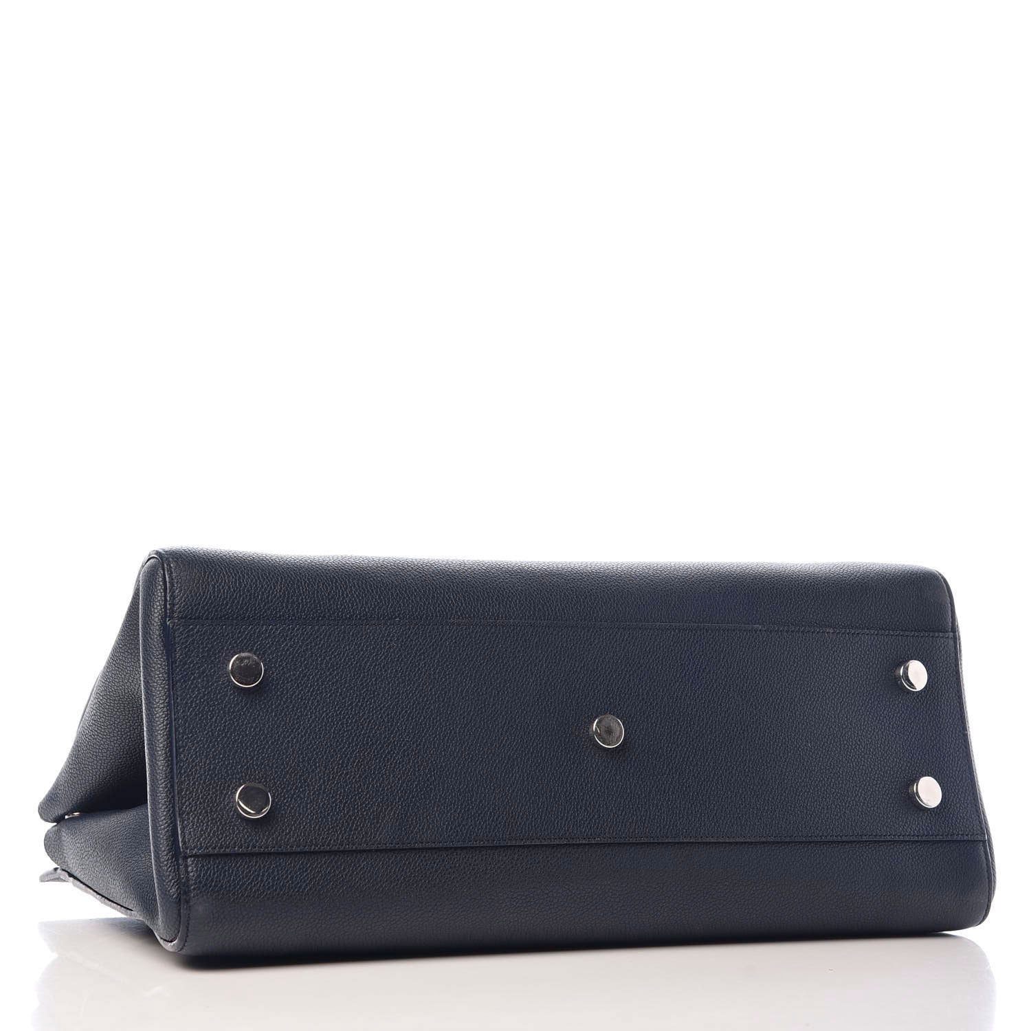 Saint Laurent Calfskin Medium Rive Gauche Cabas Navy Blue 4 of 12