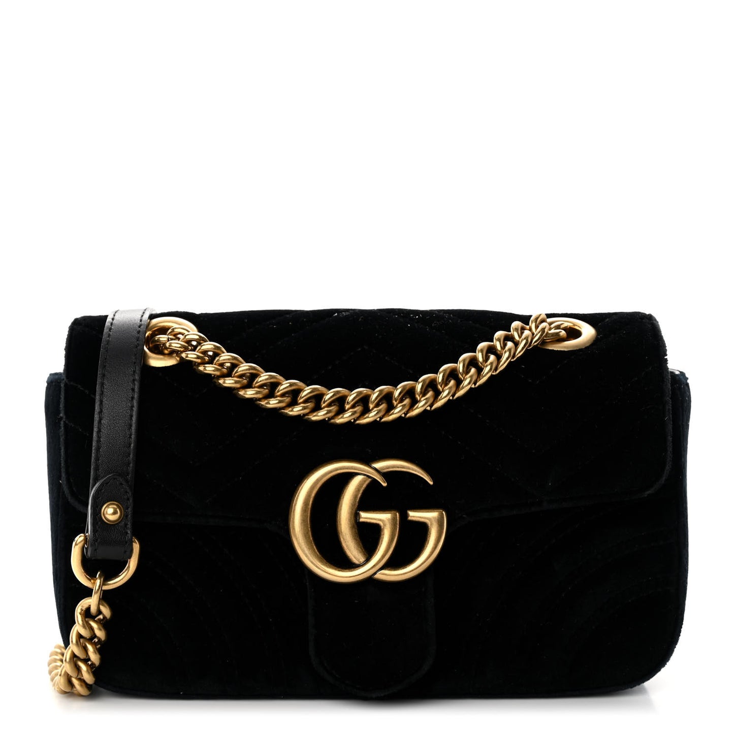 Velvet Matelasse Mini GG Marmont Shoulder Bag Black