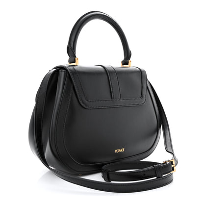 Versace Calfskin Greca Goddess Top Handle Shoulder Bag Black 3 of 9