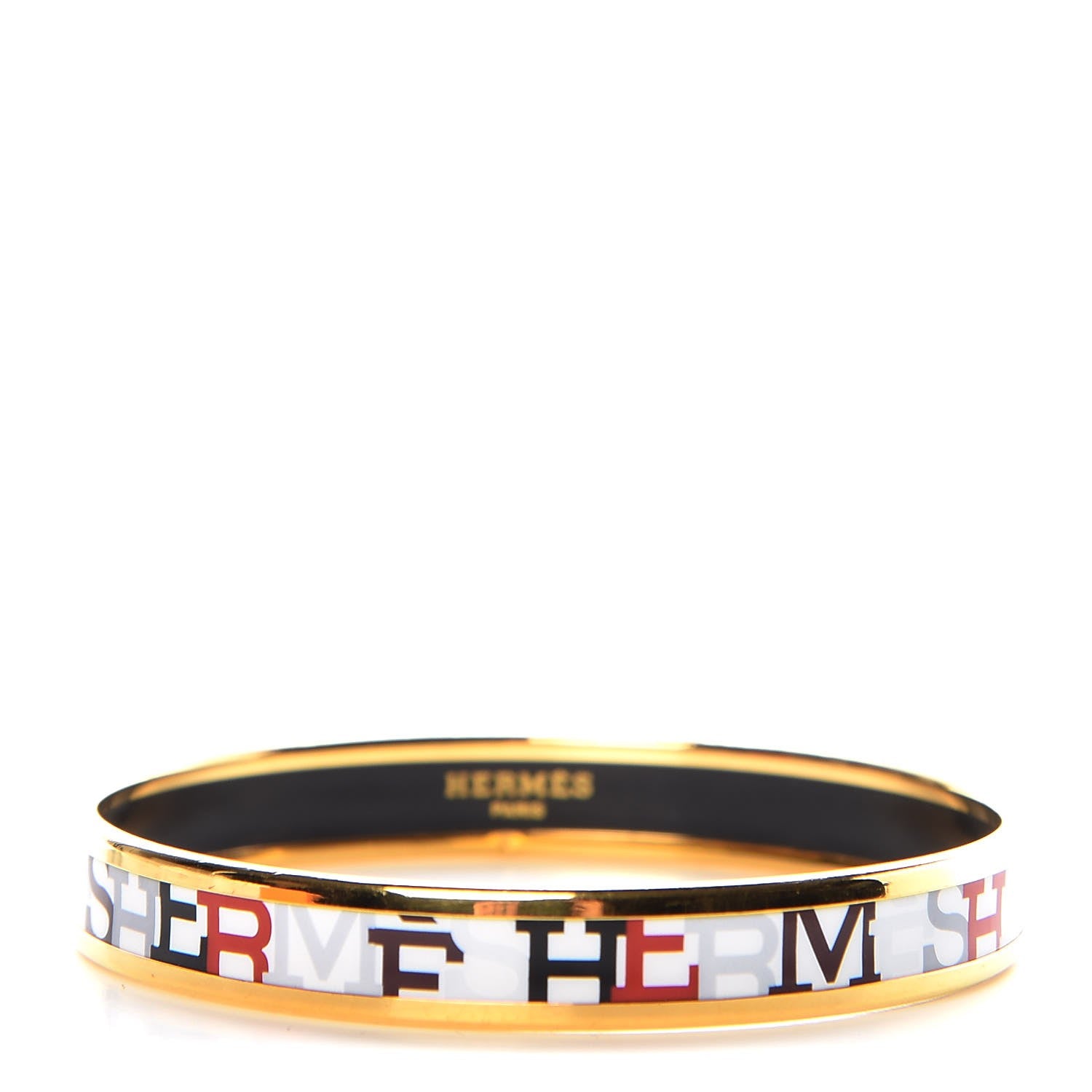 Hermes Enamel Printed Narrow Capitales Bracelet 65 1 of 6