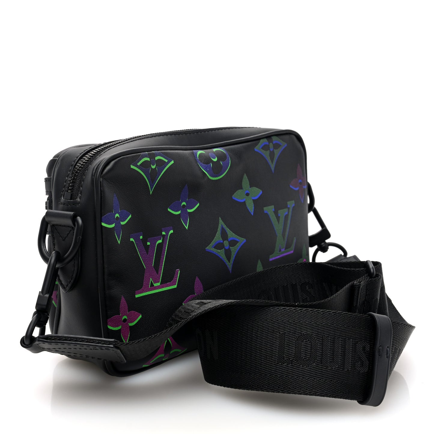 Calfskin Monogram Spotlight Comet Messenger PM Black Borealis
