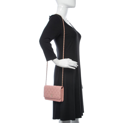 Chanel Iridescent Caviar Quilted Wallet on Chain WOC Rose Pink 2 of 11