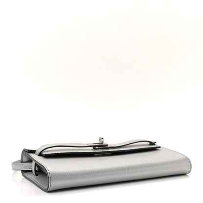 Hermes Metallic Chevre Chamkilight Kelly Wallet To Go Argent 4 of 10