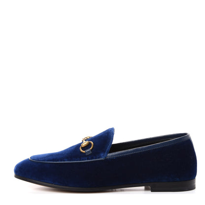 Gucci Velvet Horsebit Womens Jordaan Loafers 35.5 Blue Cobalt 1 of 11