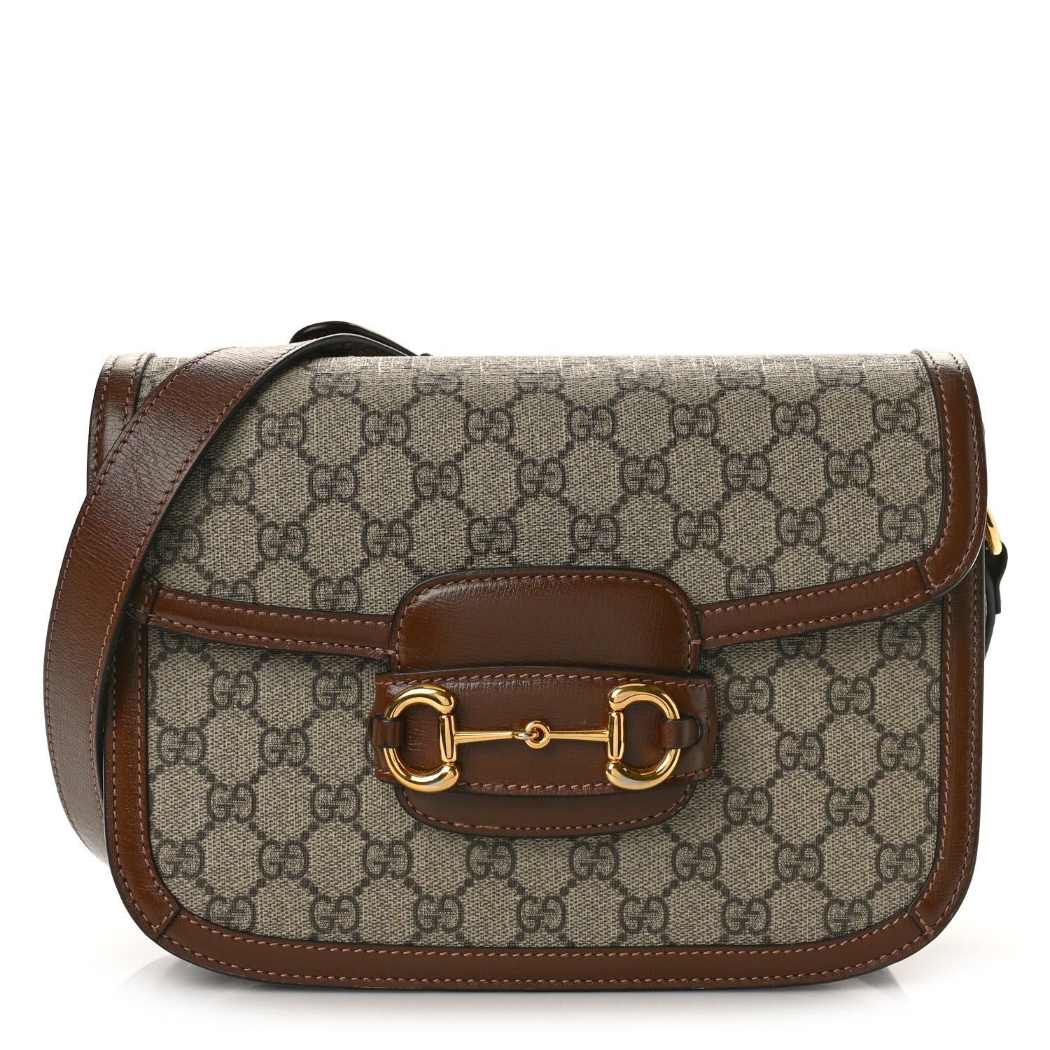 Gucci GG Supreme Monogram Horsebit 1955 Shoulder Bag Beige Brown Sugar 1 of 9