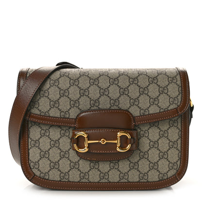 Gucci GG Supreme Monogram Horsebit 1955 Shoulder Bag Beige Brown Sugar 1 of 9