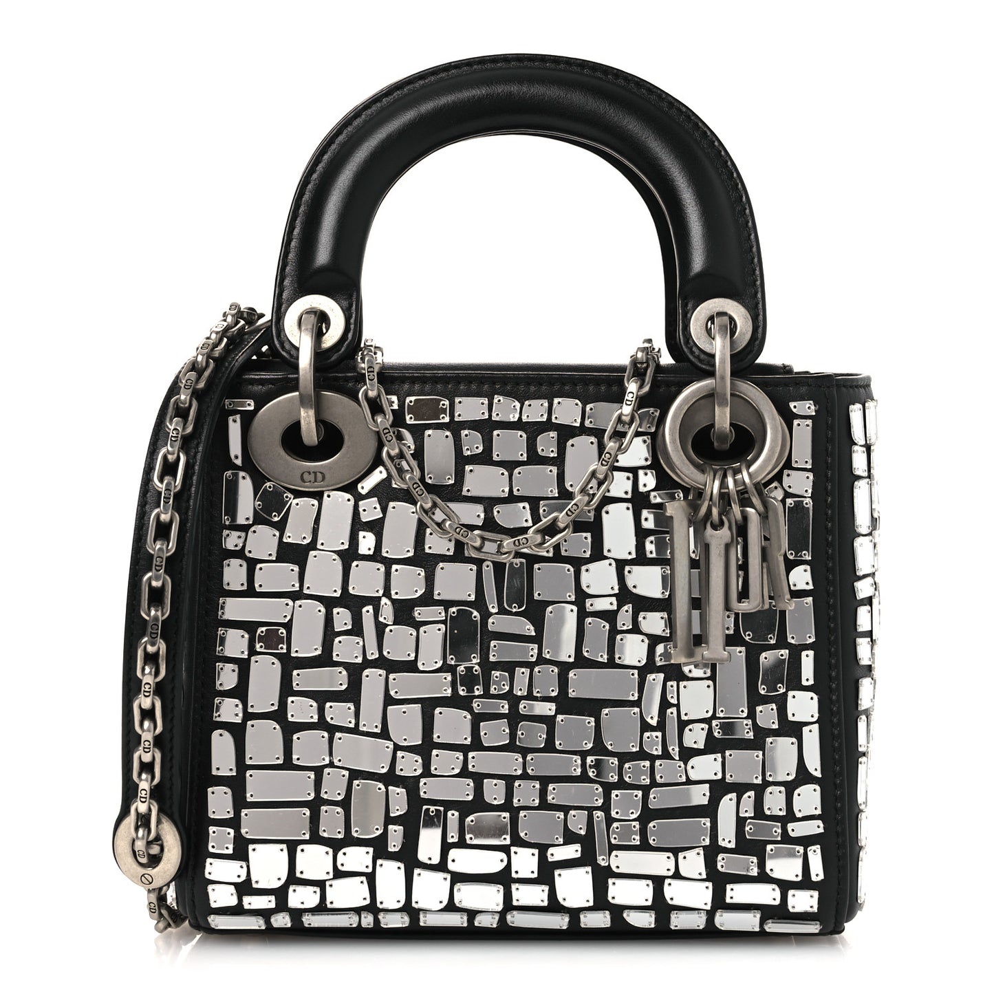 Smooth Calfskin Embroidered Mini Mosaic of Mirrors Lady Dior Black