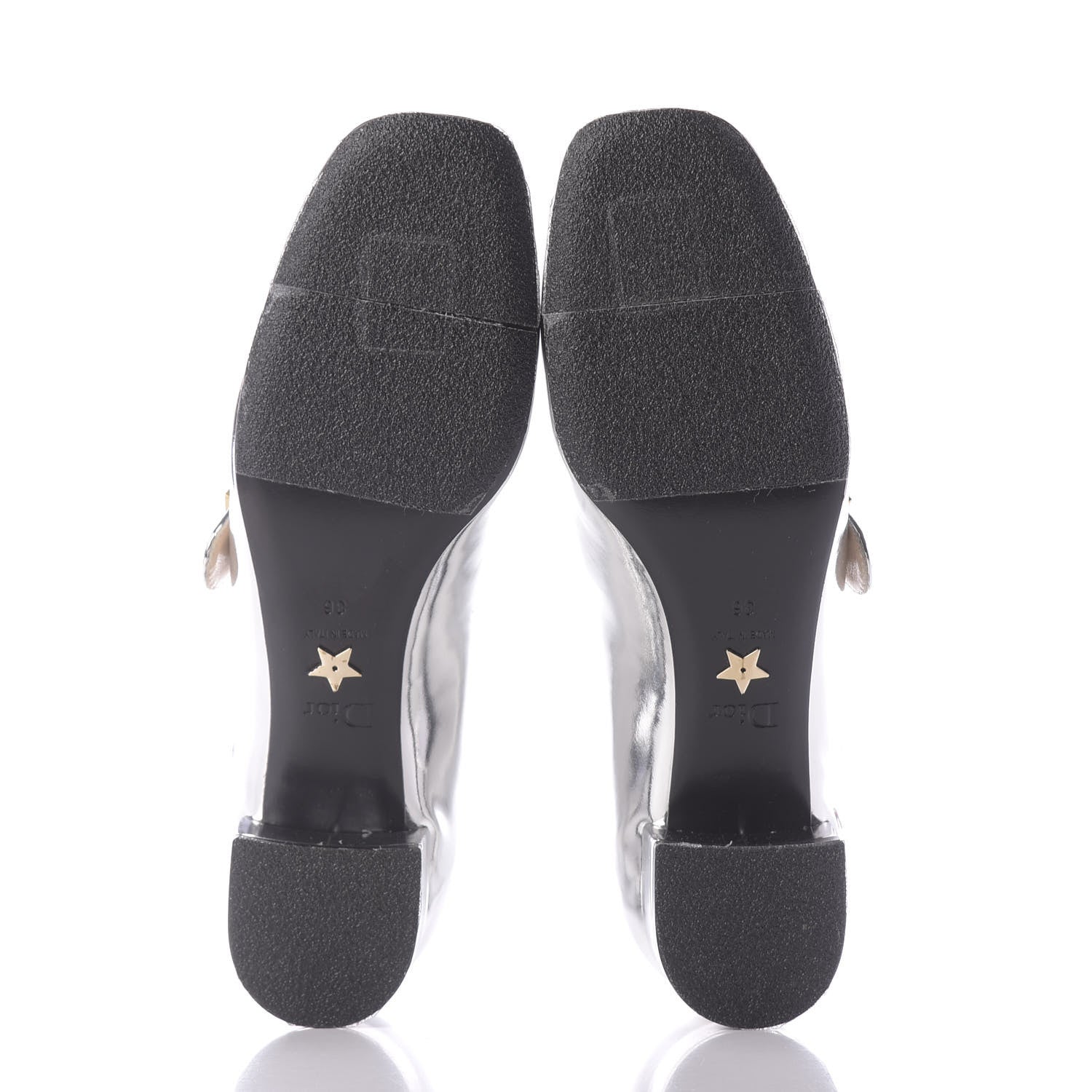 Christian Dior Mirror Finish Calfskin Baby-D Ballet Pumps 36 Silver 6 of 12