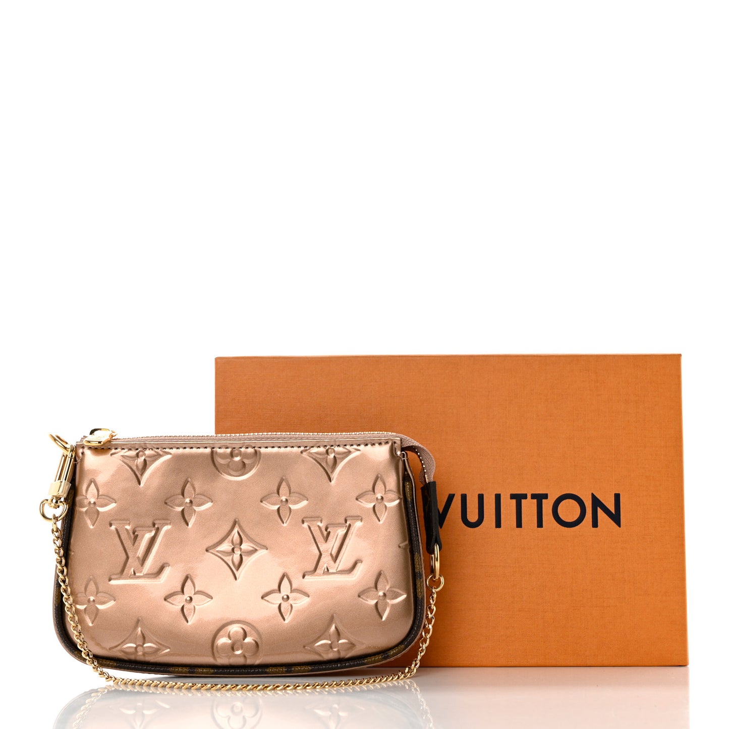 Metallic Vernis Mini Pochette Accessories Rose Gold
