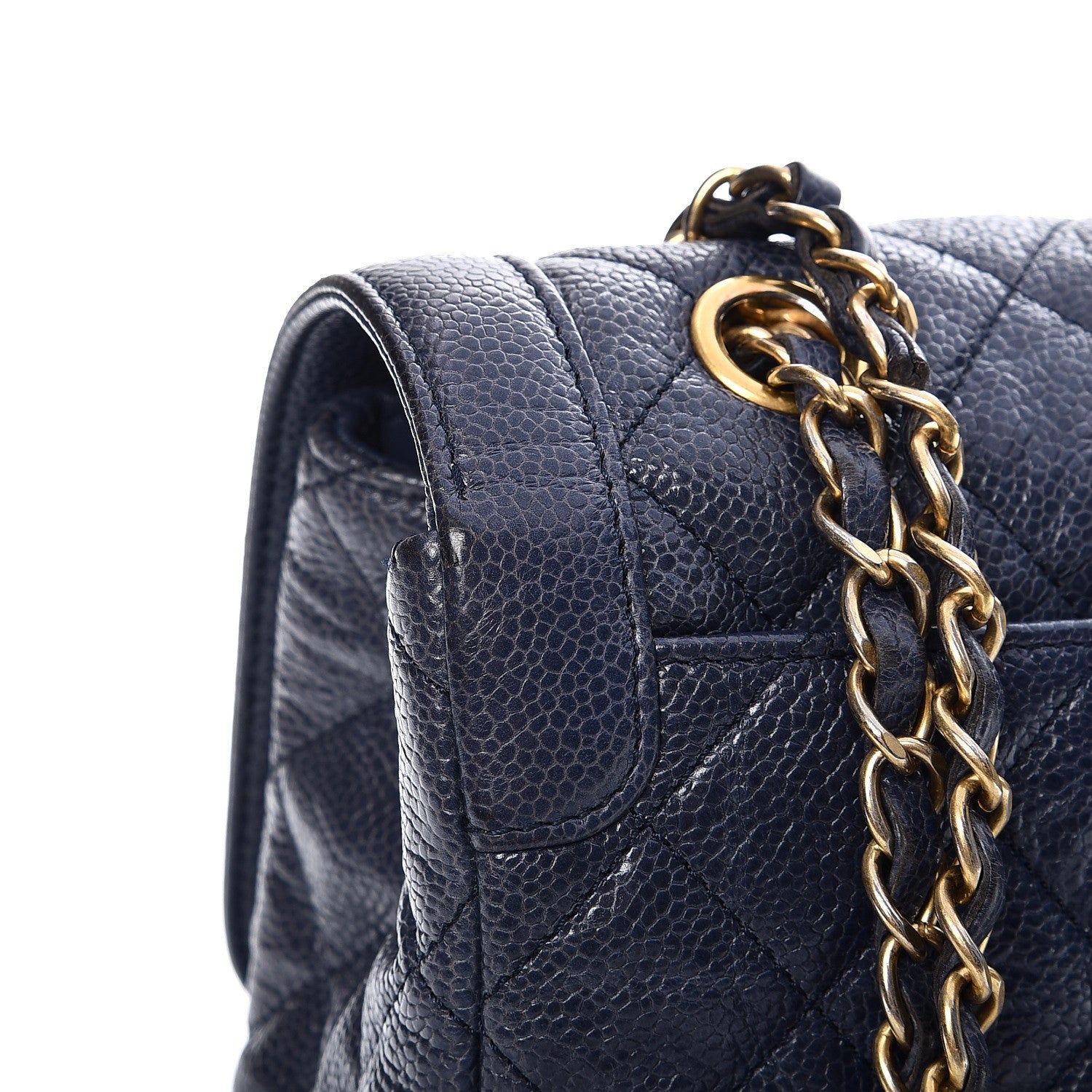 Chanel Crumpled Grained Calfskin Flap Navy Blue 12 of 13