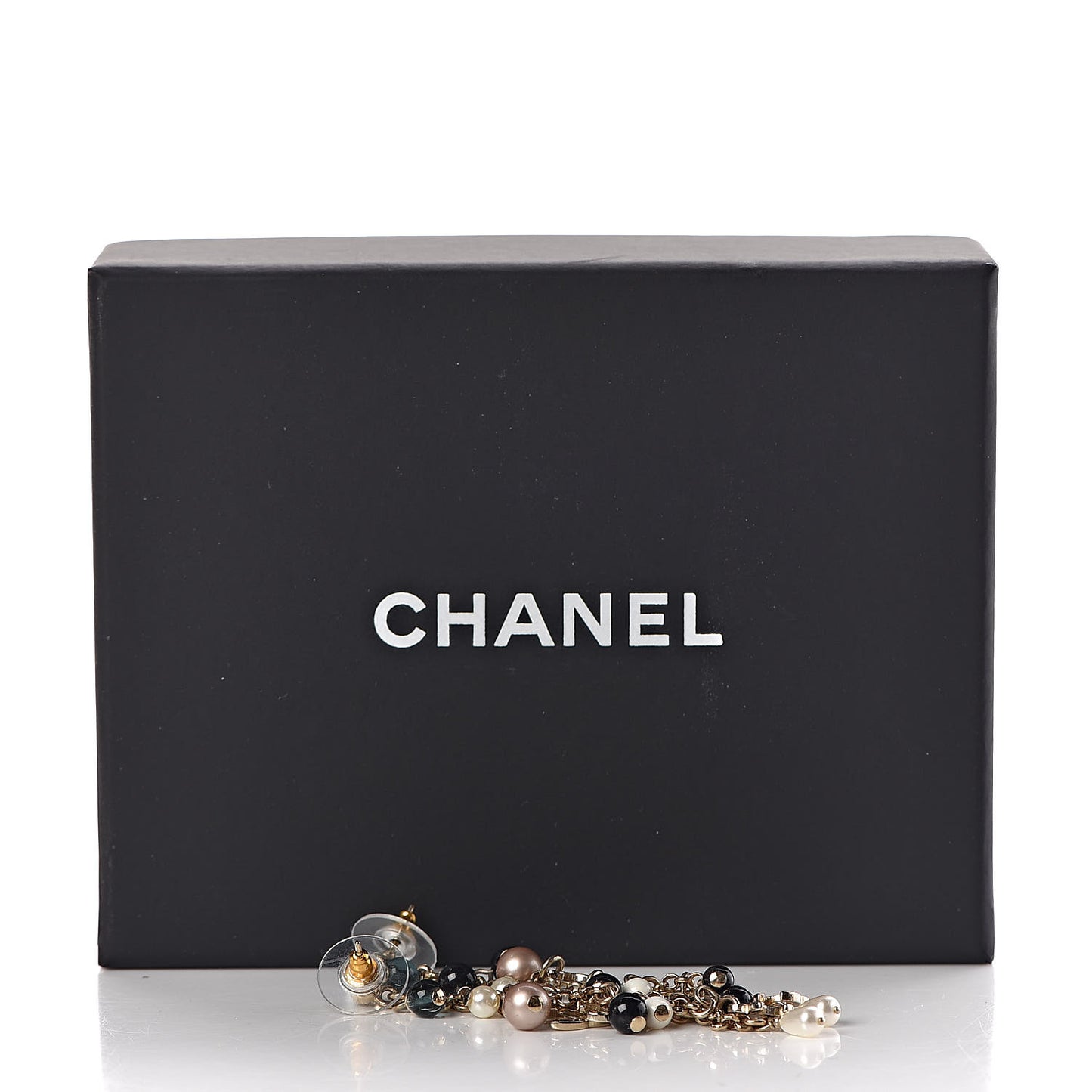 Resin Bead Pearl CC Drop Earrings Gold