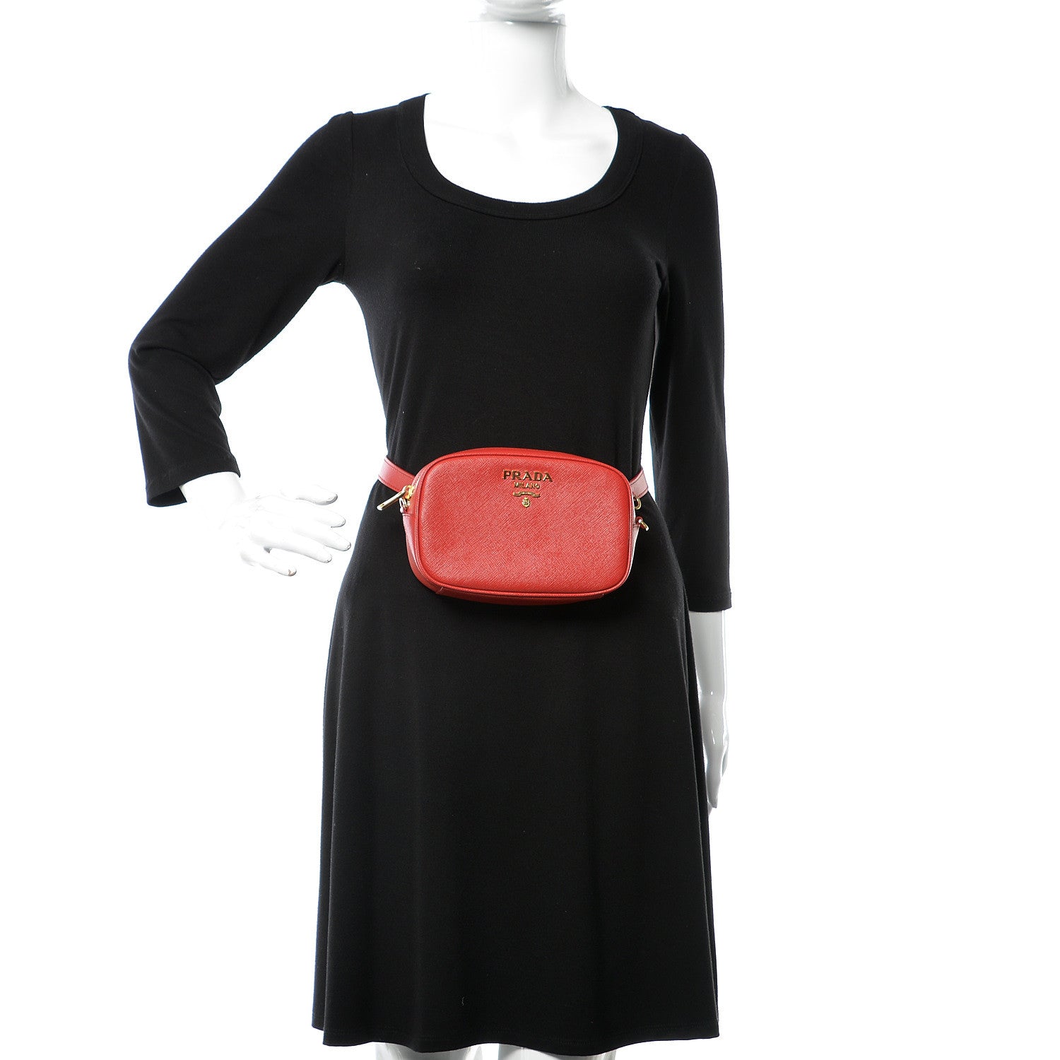 Prada Saffiano Lux Belt Bag Fuoco 3 of 12