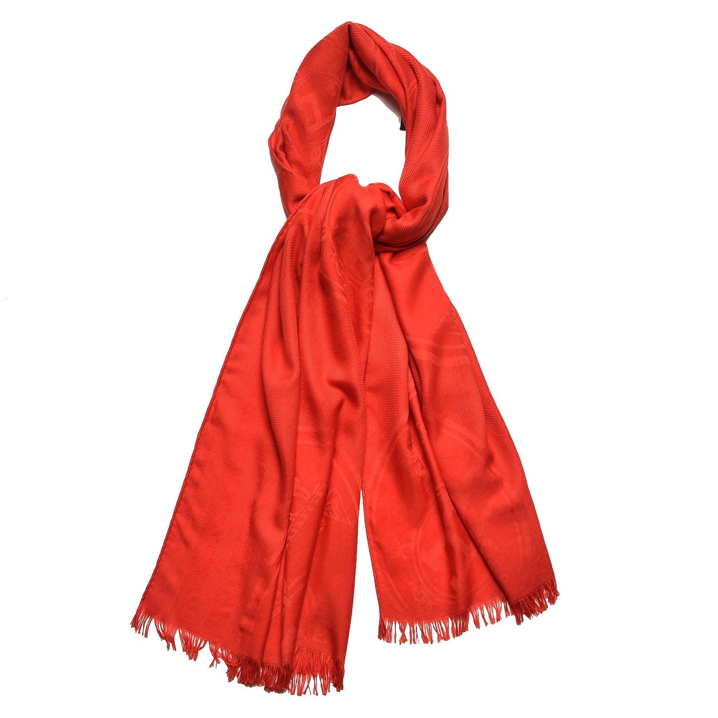Cashmere Silk Jacquard New Libris Scarf Rouge Vif