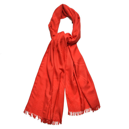 Hermes Cashmere Silk Jacquard New Libris Scarf Rouge Vif 1 of 5
