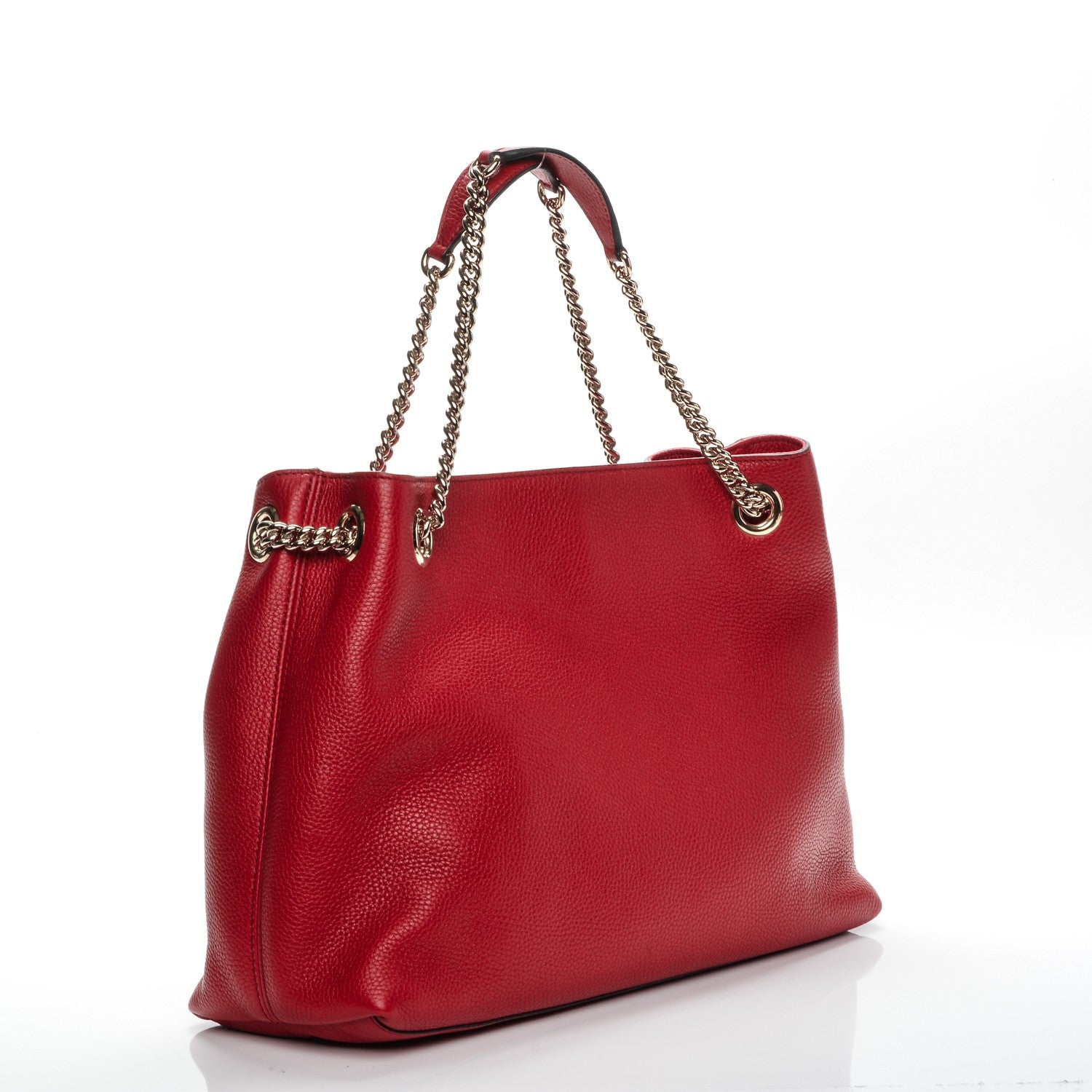 Gucci Pebbled Calfskin Medium Soho Chain Shoulder Bag Vibrant Red 3 of 7