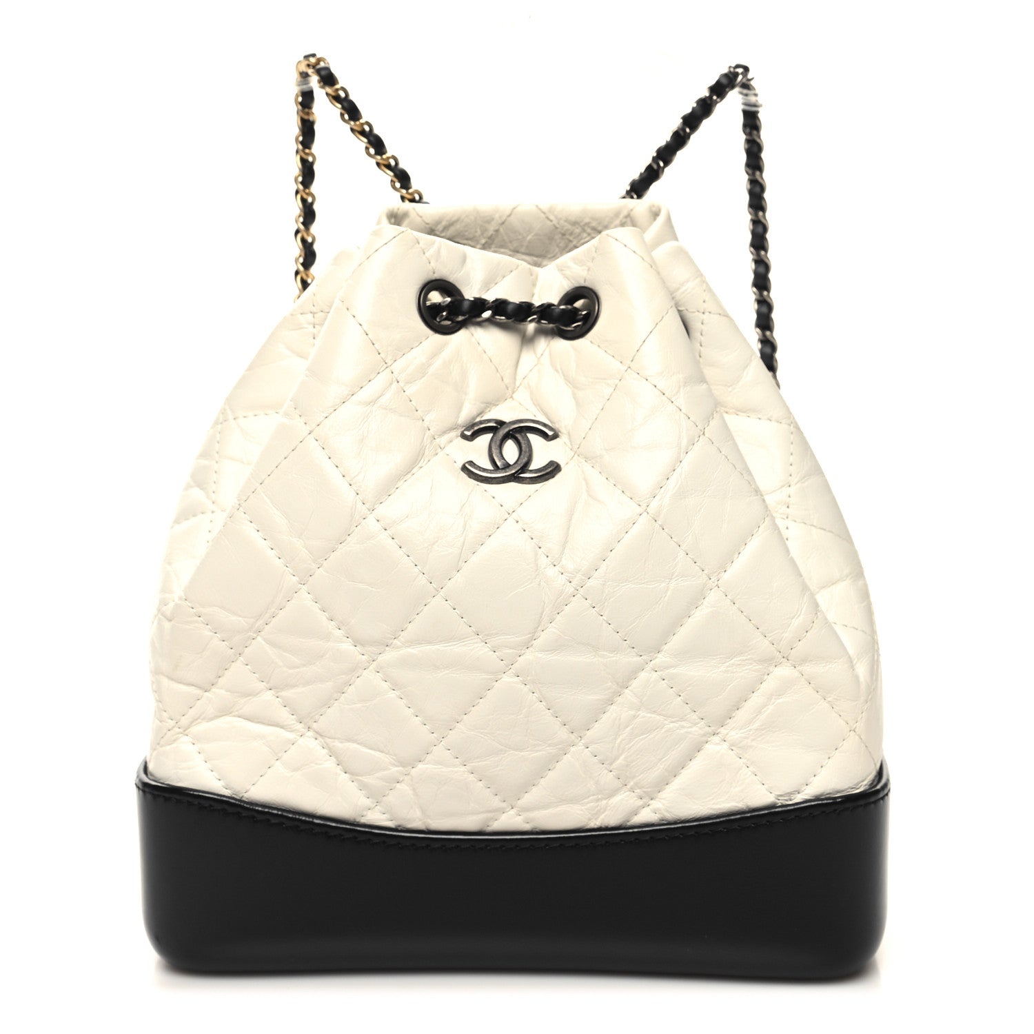 Chanel Aged Calfskin Quilted Small Gabrielle Backpack Black White 1 of 10