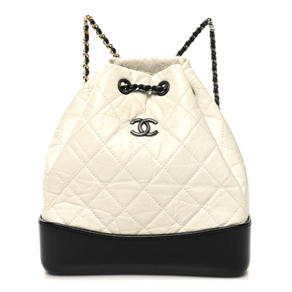 Chanel Aged Calfskin Quilted Small Gabrielle Backpack Black White 1 of 10