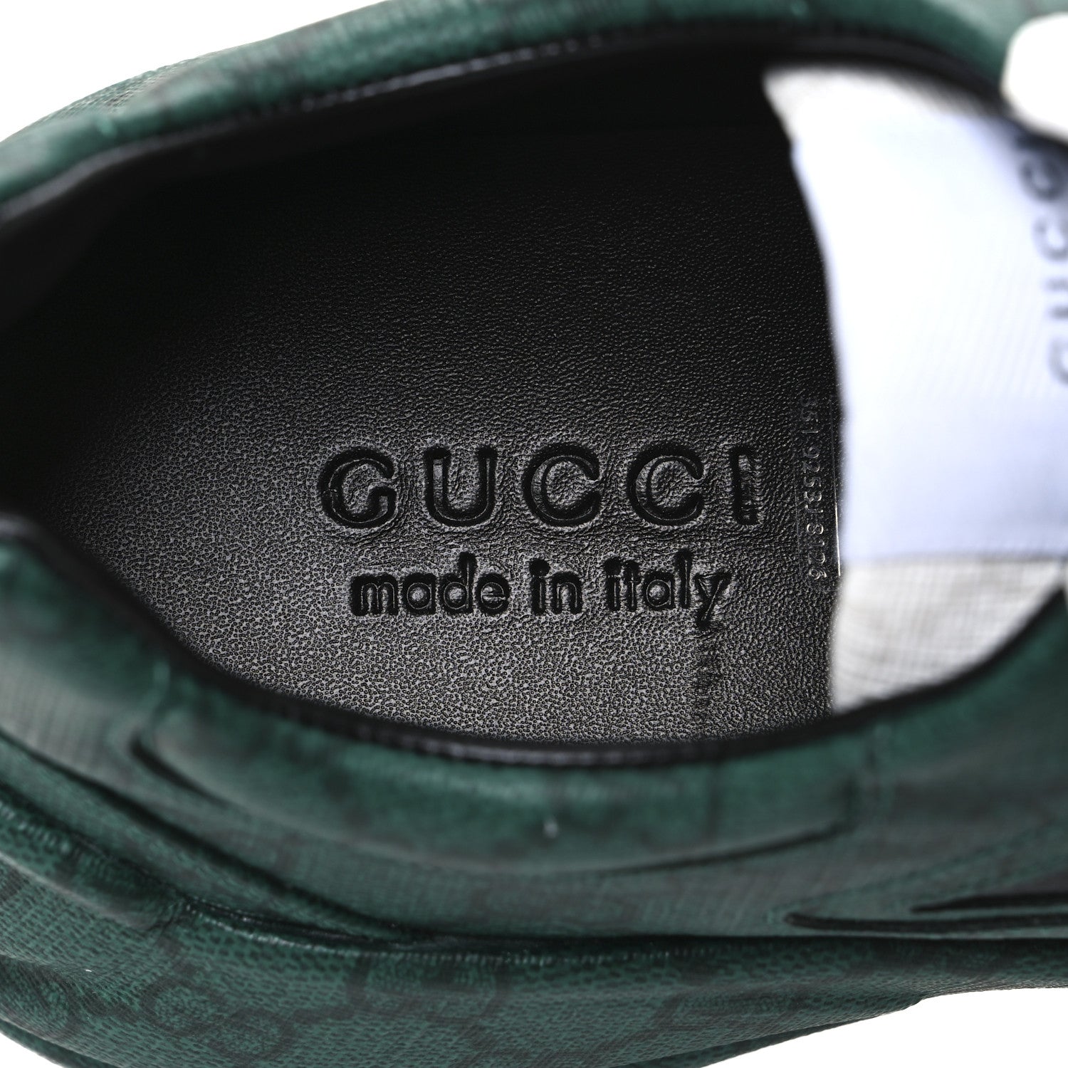 Gucci GG Supreme Monogram Mens Rhyton Sneakers 8.5 Black Green 9 of 11