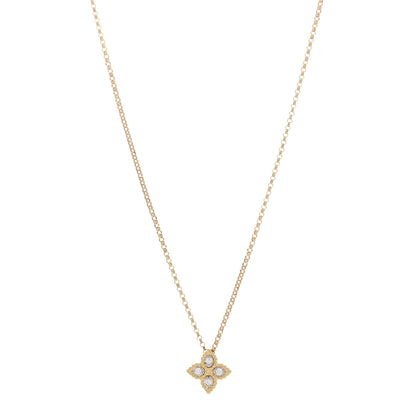 Roberto Coin 18K Yellow White Gold Diamond Small Princess Flower Pendant Necklace 1 of 5