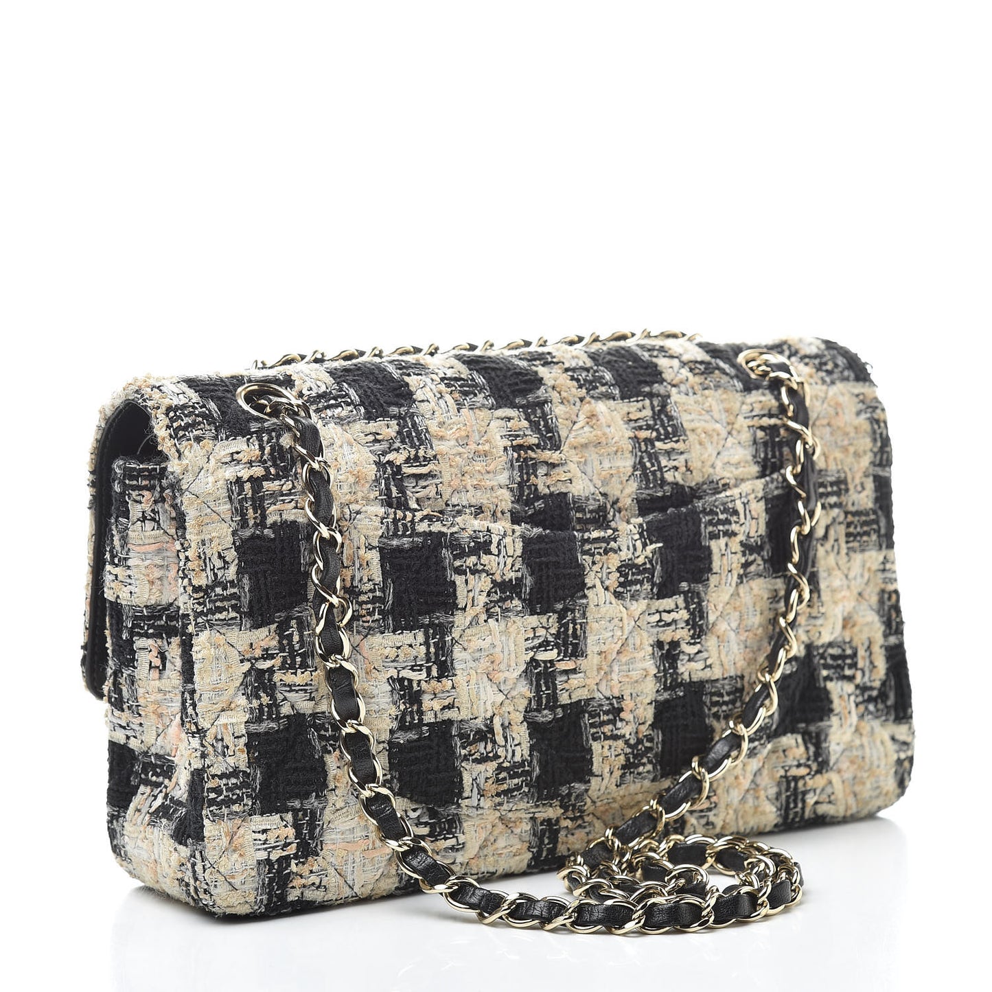 Tweed Quilted Medium Double Flap Multicolor