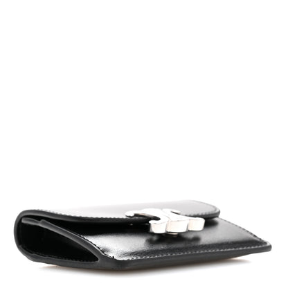 Celine Shiny Calfskin Triomphe Flap Card Holder Black 4 of 9