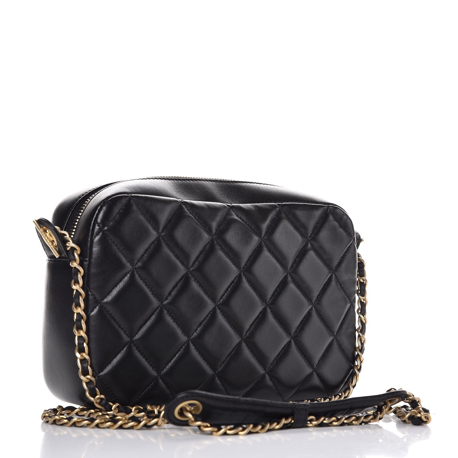 Chanel Lambskin Quilted Small Diamond CC Camera Case Black 3 of 11