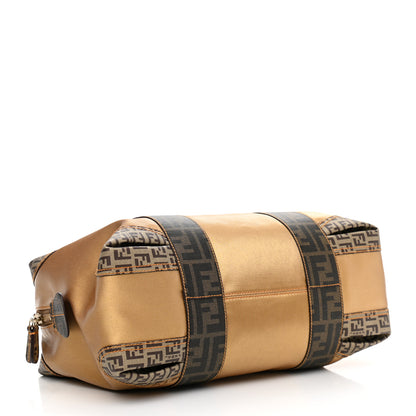 Fendi Zucca Zucchino Spalmati Mixed Media Boston Gold Mogano Panna 4 of 11