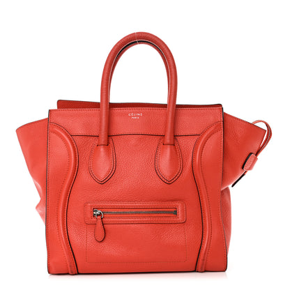 Celine Drummed Calfskin Mini Luggage Coquelicot 1 of 12