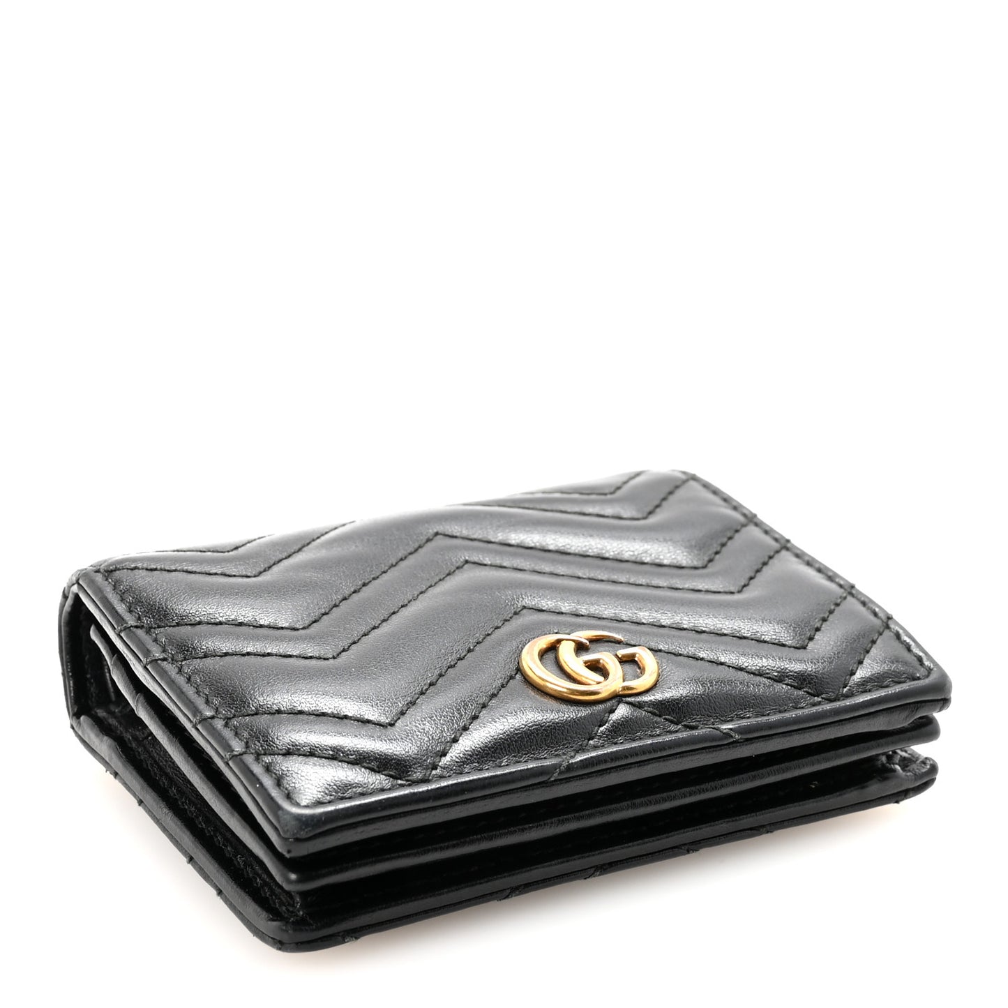 Calfskin Matelasse GG Marmont Card Case Wallet Black