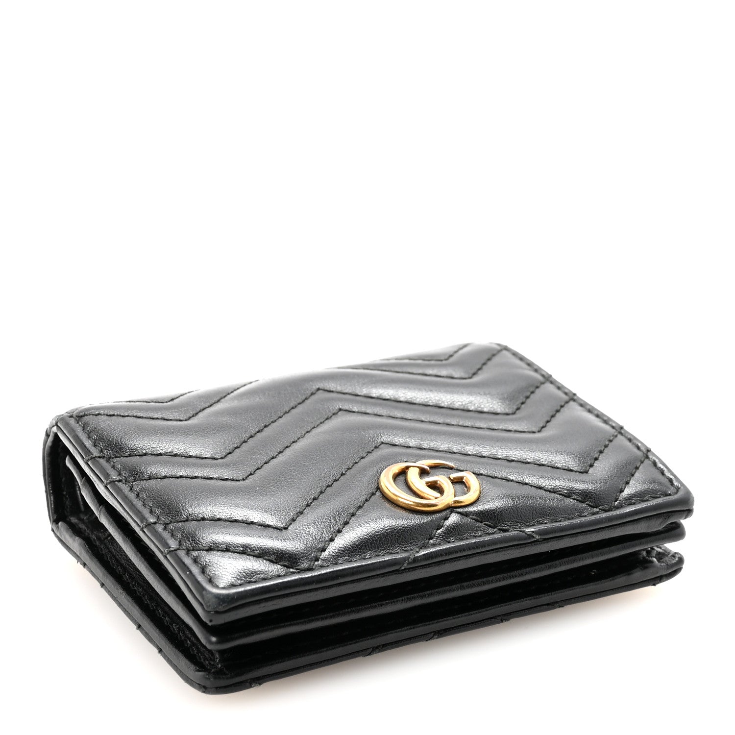 Gucci Calfskin Matelasse GG Marmont Card Case Wallet Black 4 of 7