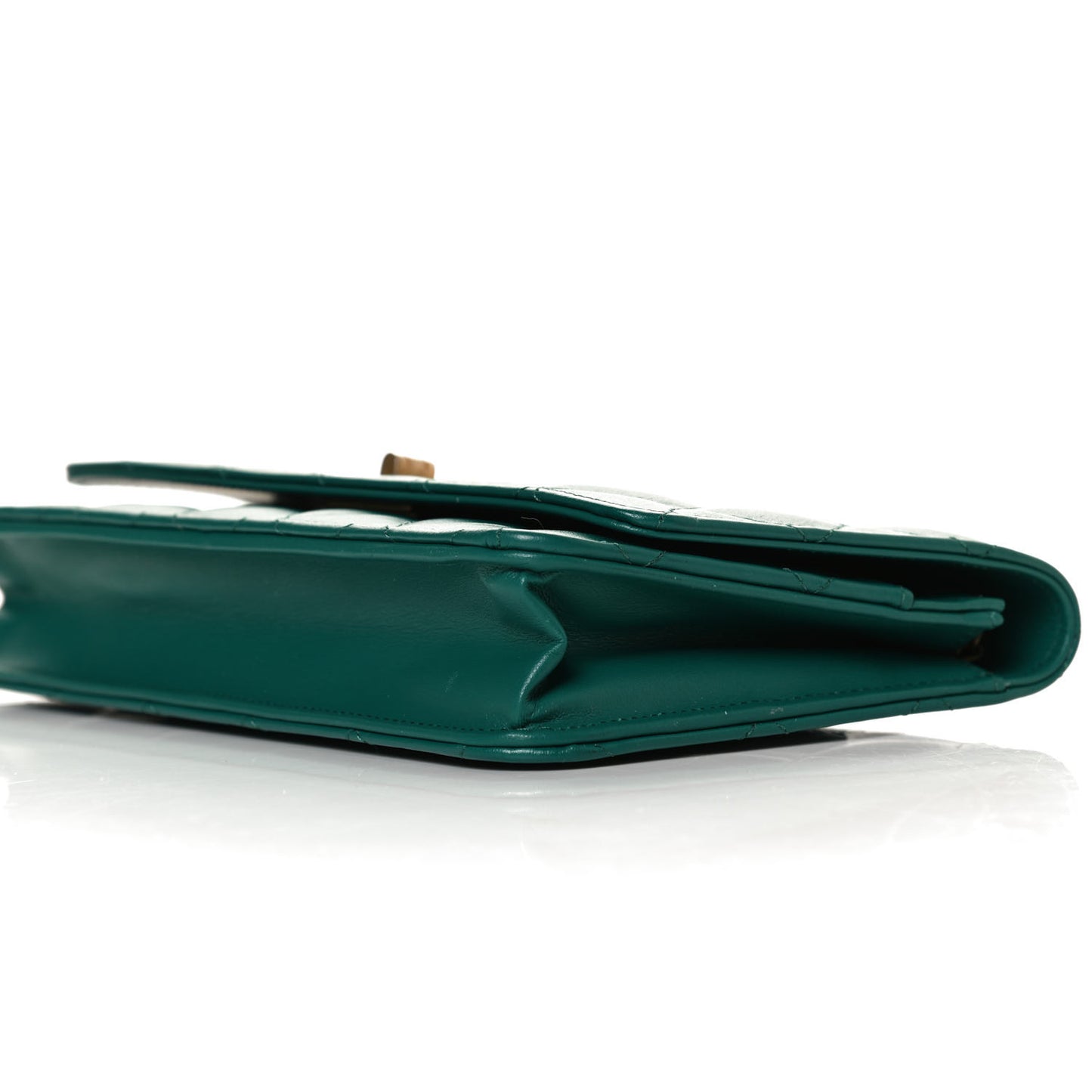 Aged Calfskin Quilted 2.55 Reissue Wallet on Chain WOC Green