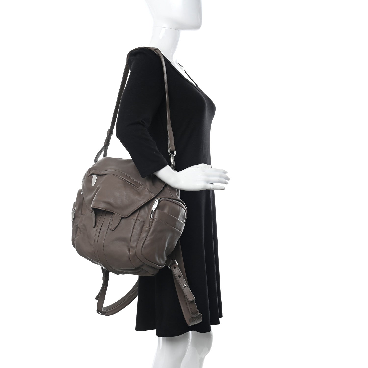 Alexander Wang Lambskin Marti Backpack Latte Rhodium Hardware 2 of 10