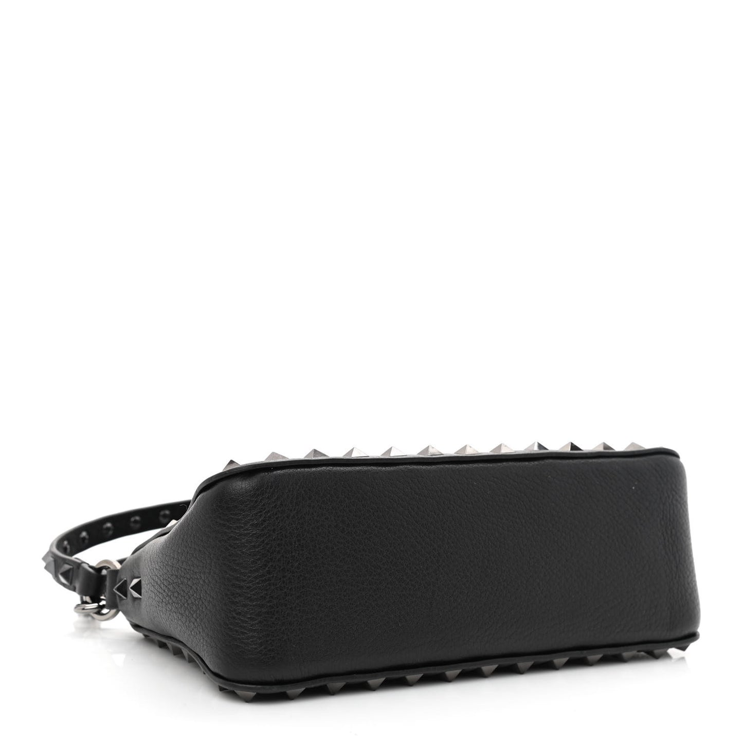 Pebbled Calfskin Small Rockstud Flip Lock Shoulder Bag Black