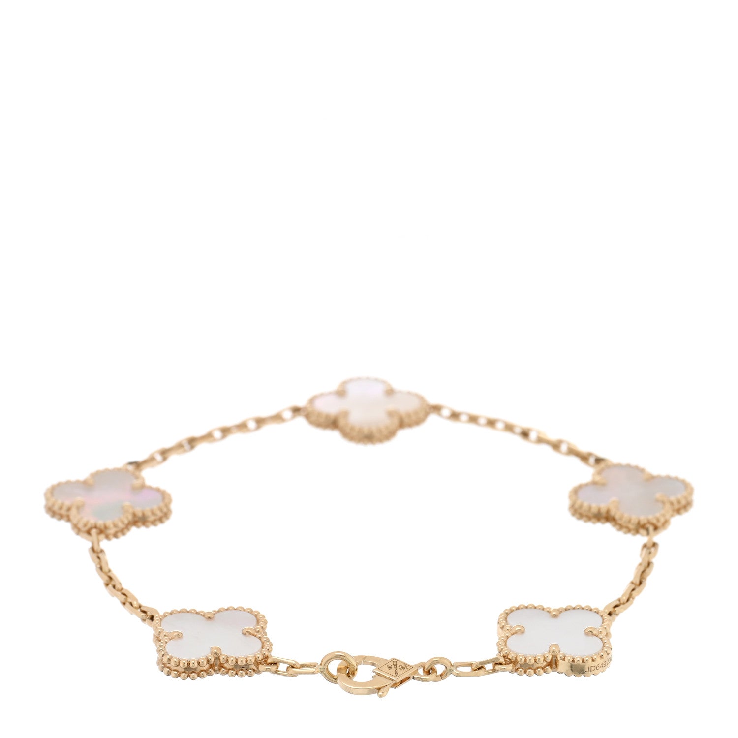 Van Cleef & Arpels 18K Yellow Gold Mother of Pearl 5 Motifs Vintage Alhambra Bracelet 2 of 4