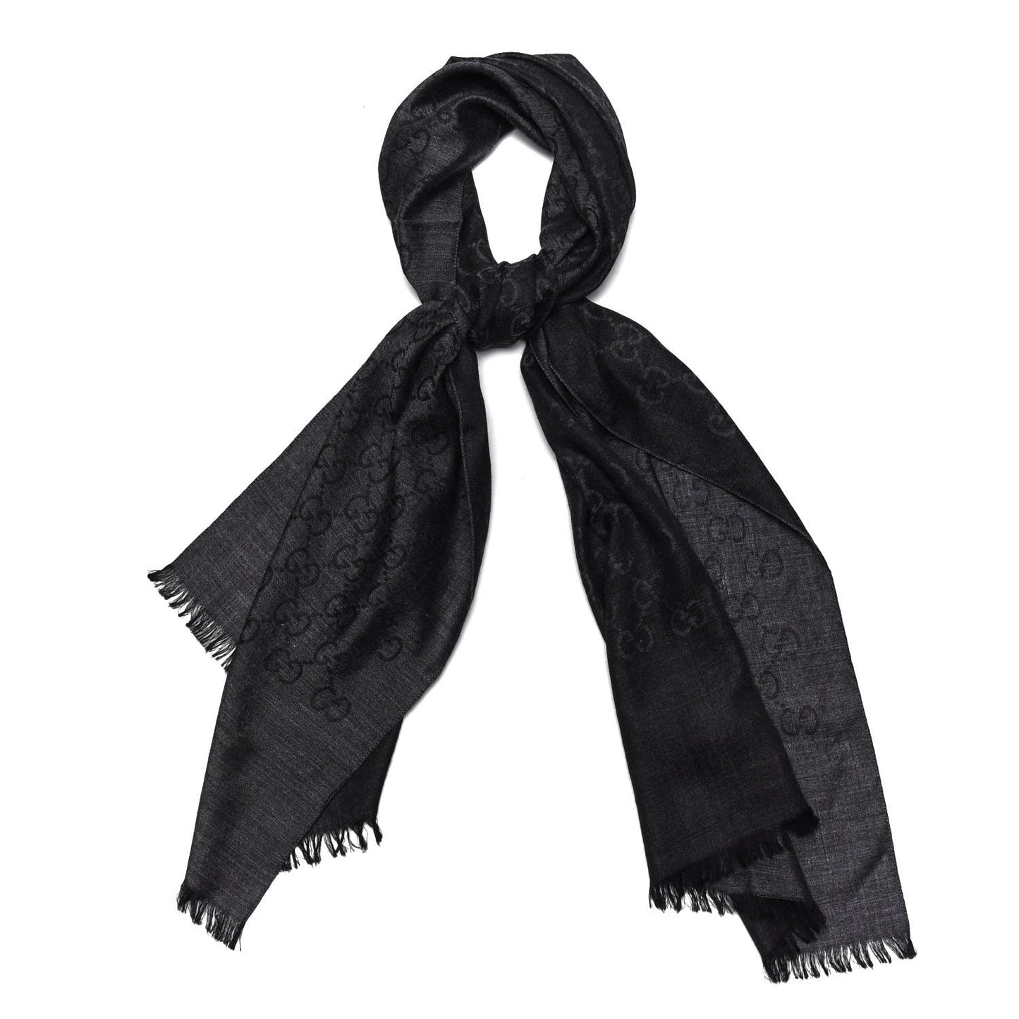Wool Silk GG Monogram GGNat Scarf Anthracite
