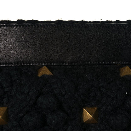 Valentino Garavani Cashmere Large Roman Stud Shoulder Bag Black 13 of 13