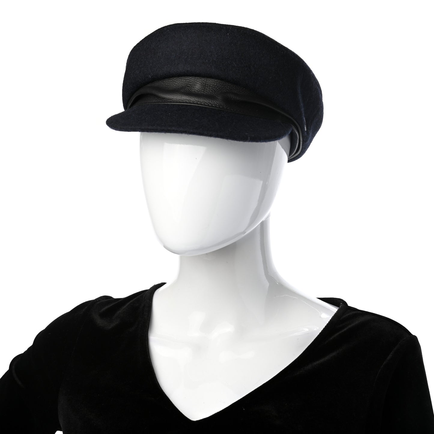 Wool Calfskin Dani Cap 57 Marine Black
