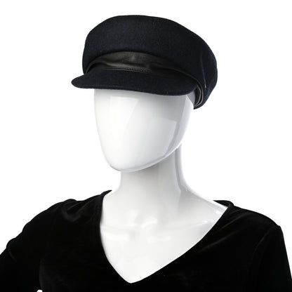 Hermes Wool Calfskin Dani Cap 57 Marine Black 2 of 8