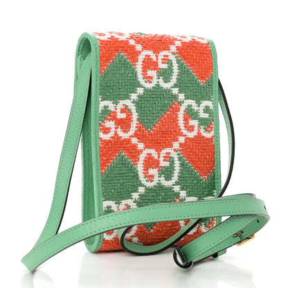 Gucci Straw Textured Dollar Calfskin Miami Mini Crossbody Deep Orange New Shamarock Off White Peanut Brown 3 of 10
