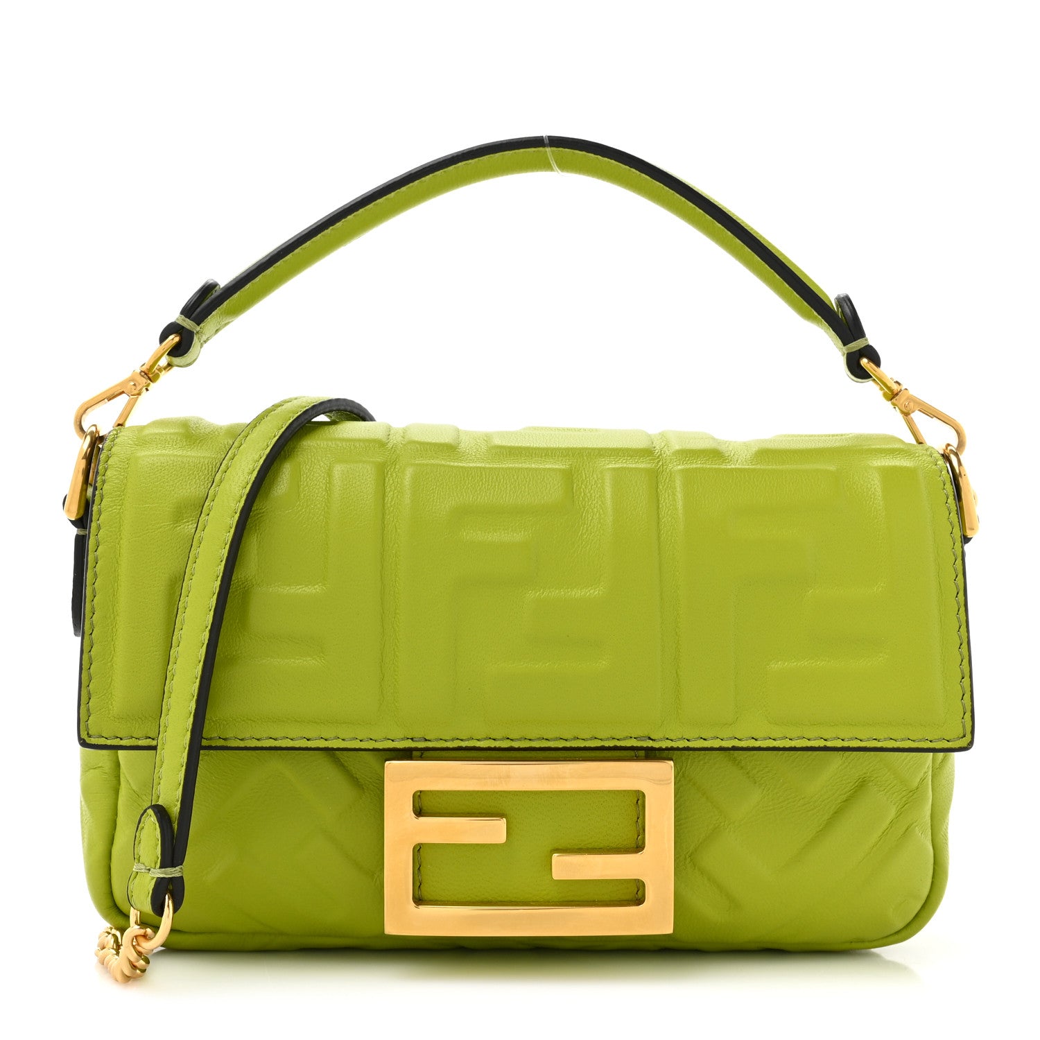 Fendi Nappa FF 1974 Embossed Mini Baguette Wasabi 1 of 12