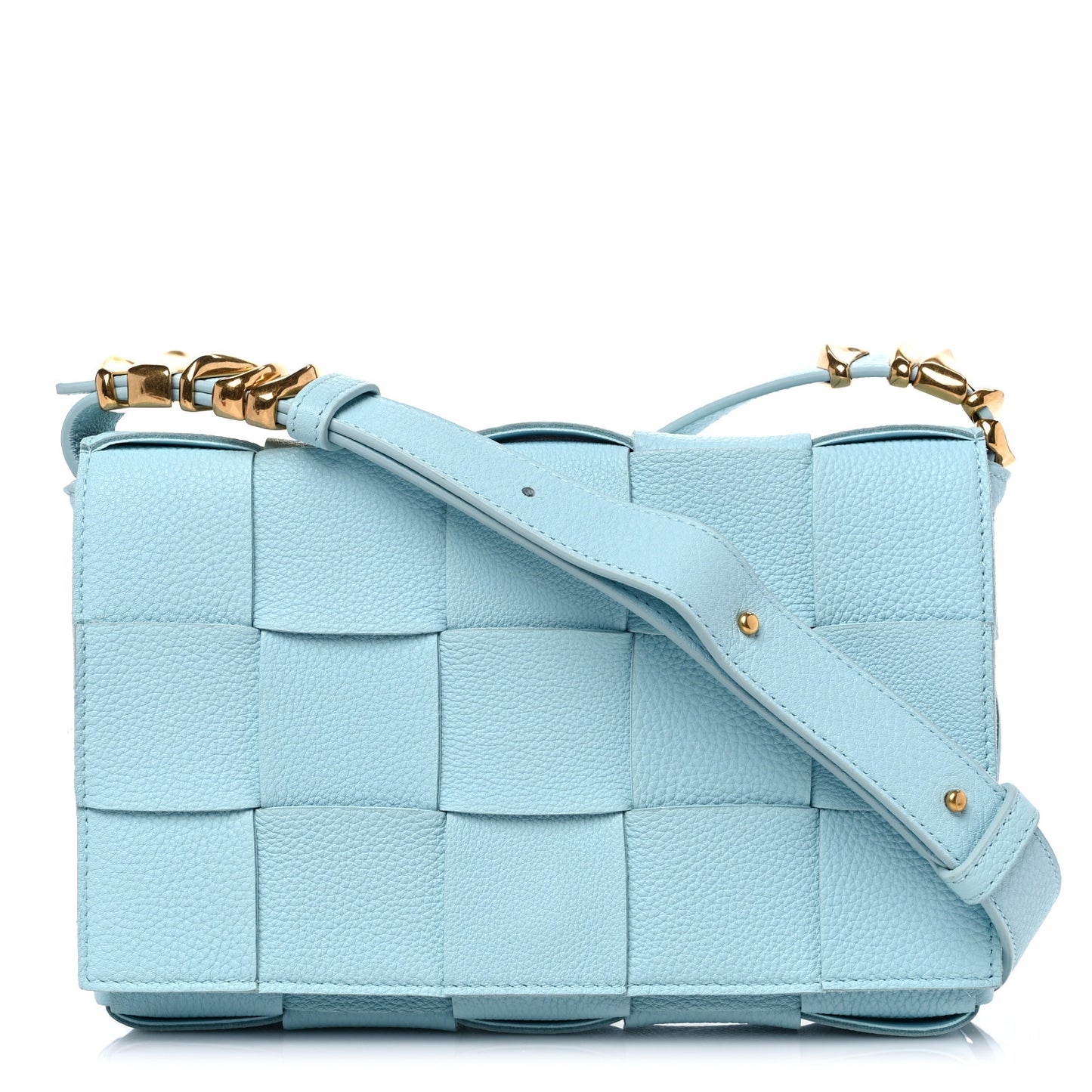 Grained Calfskin Maxi Intrecciato Cassette Crossbody Bag Pale Blue