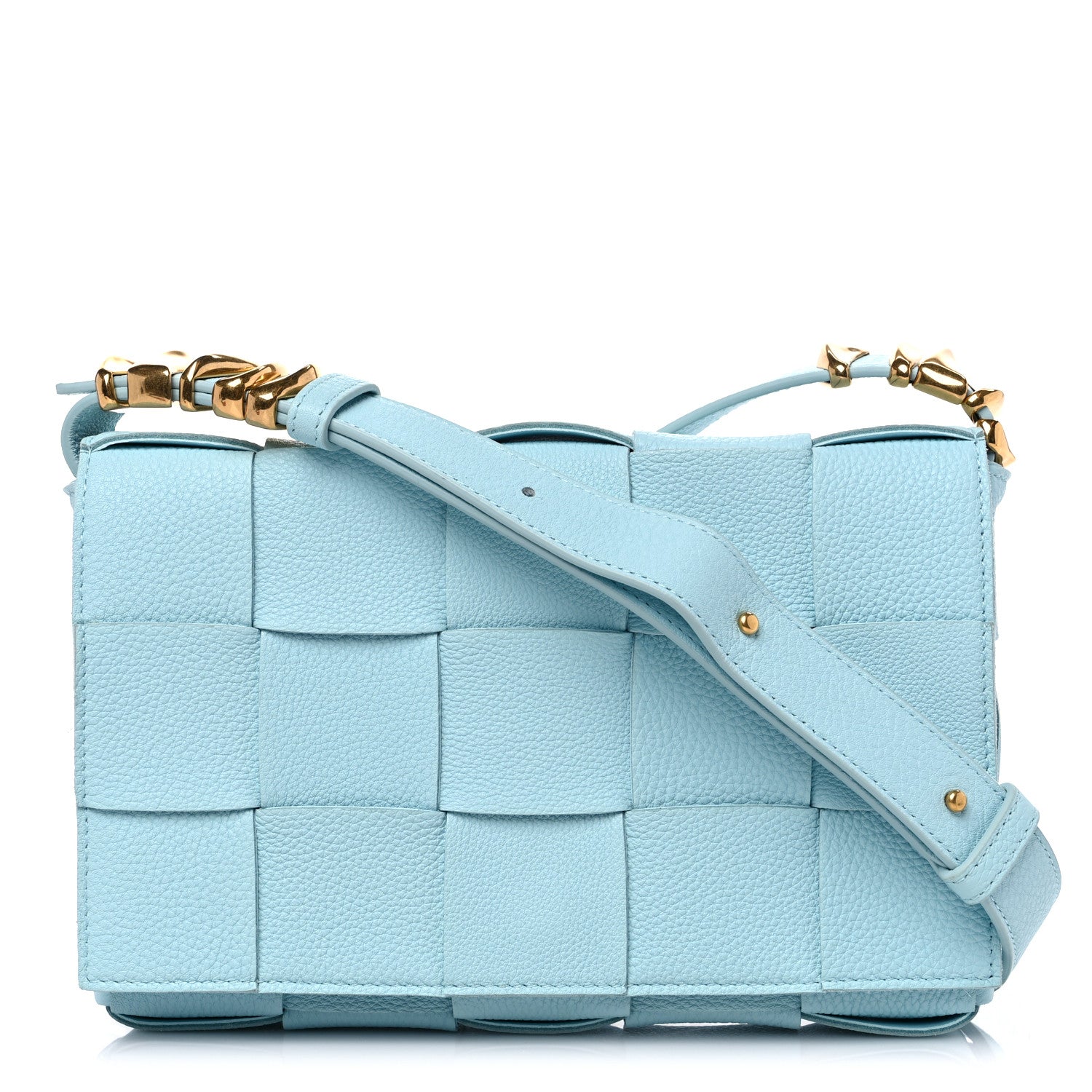 Bottega Veneta Grained Calfskin Maxi Intrecciato Cassette Crossbody Bag Pale Blue 1 of 10