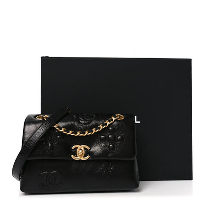 Chanel Crumbled Calfskin Embossed Flap Black 11 of 11